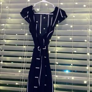 Striped romper with matching belt/tie